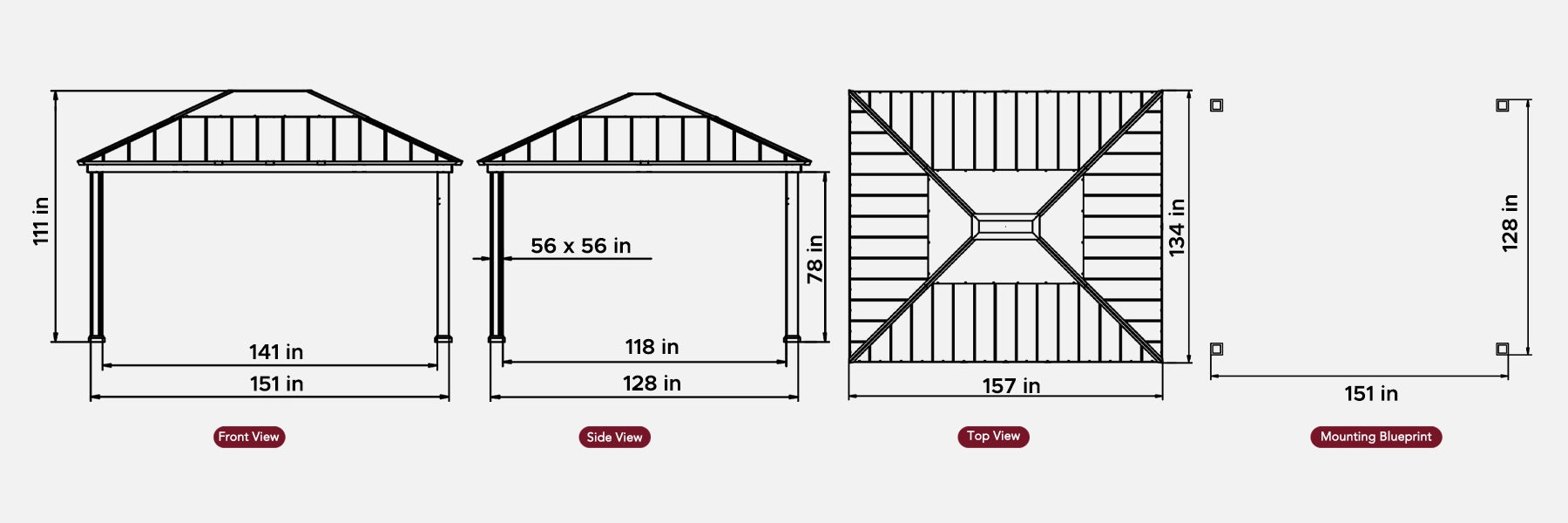 SUNJOY 11x13 Black Steel Hardtop Gazebo with Skylight