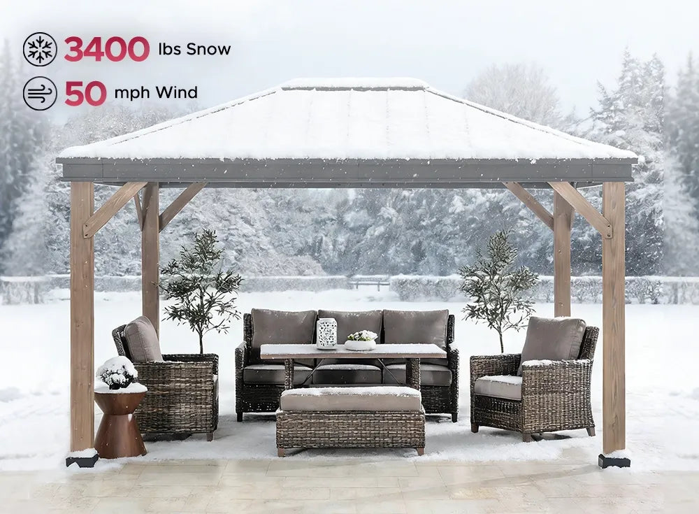 SUNJOY 11x13 Black Steel Hardtop Gazebo with Skylight