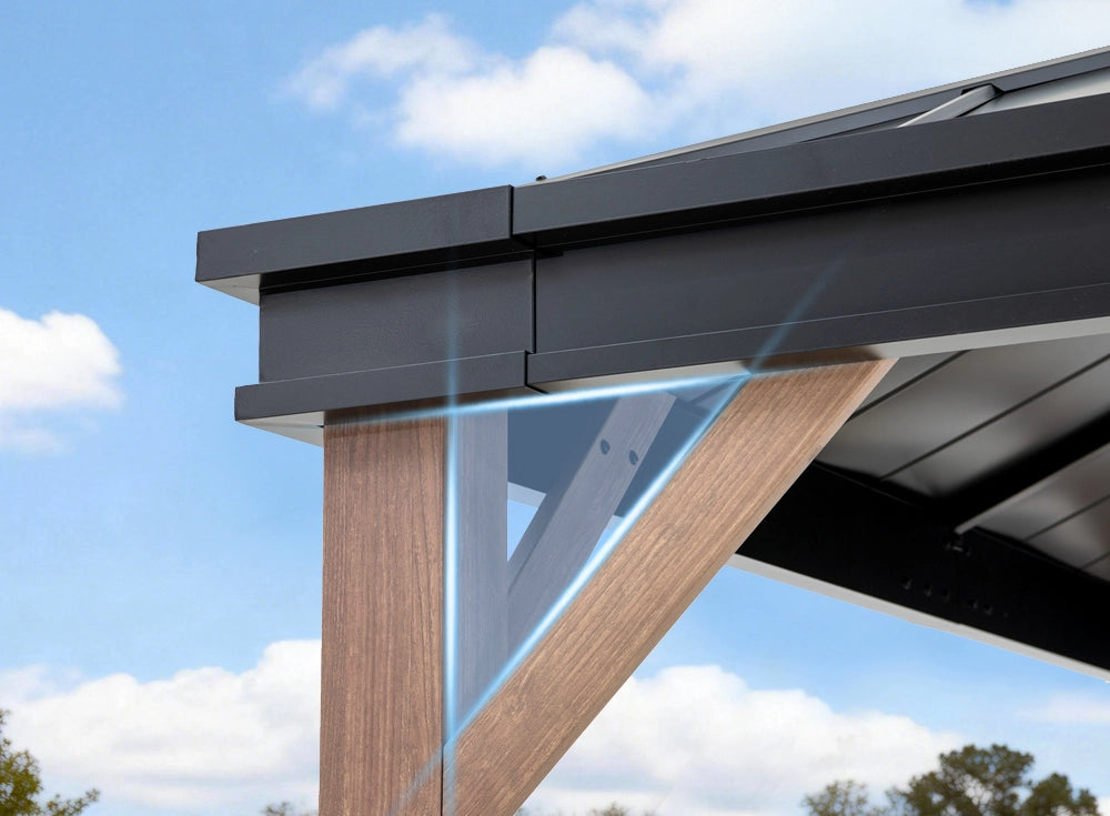 SUNJOY 11x13 Black Steel Hardtop Gazebo with Skylight