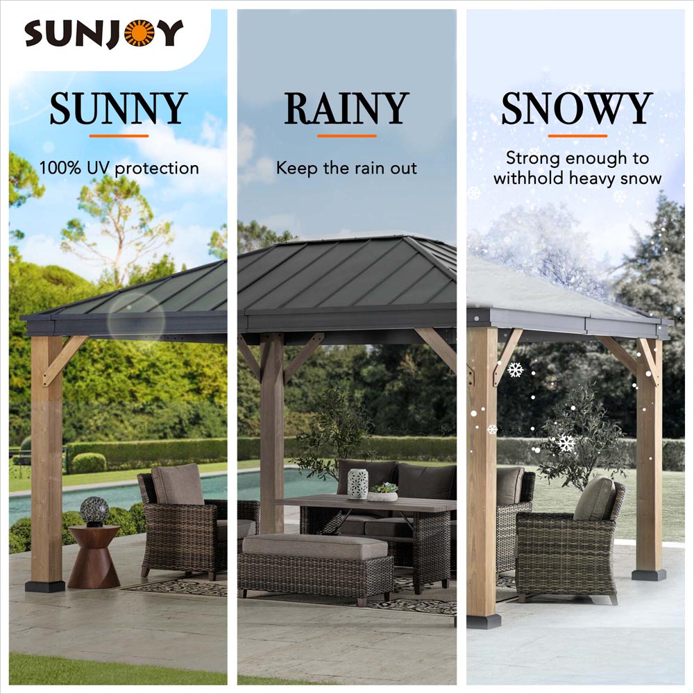 Sunjoy Metal Hardtop Gazebo for Sale 11x13 for Outdoor Backyard Patio ...