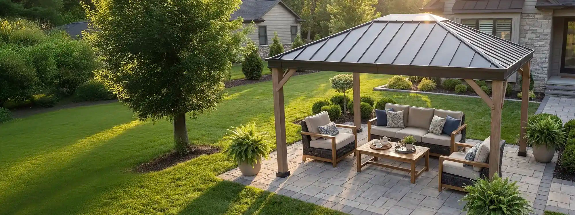 SUNJOY 11x13 Black Steel Hardtop Gazebo with Skylight