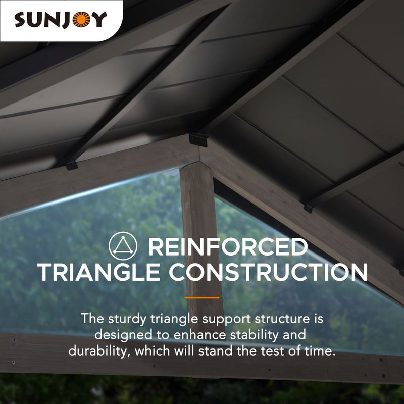 Sunjoy 13.5x13.5 Steel Hardtop Gazebo with Built-in Power System