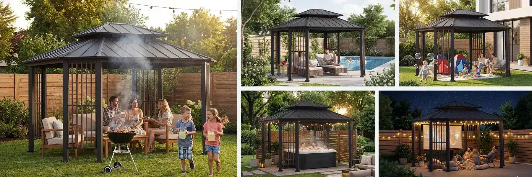 SUNJOY 11x13 Octagon Gazebo with Steel Roof and Ceiling Hook