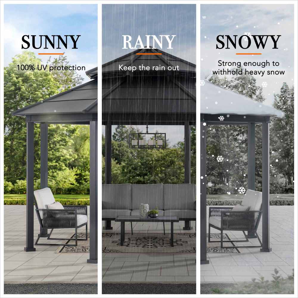 SUNJOY 15x15 Octagon Hardtop Gazebo with Dual Rails and Ceiling Hook.
