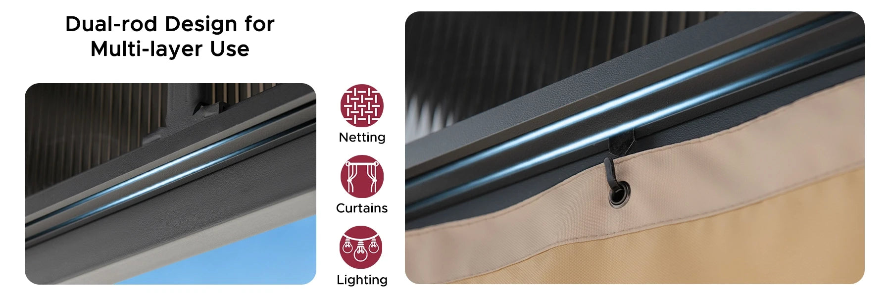 SUNJOY 10x12 Polycarbonate Roof Wall Mounted Gazebo, Lean to Gazebo with Curtain and Netting