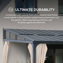 SUNJOY Wall Mounted Gazebo, Lean to Gazebo with Curtain and Netting