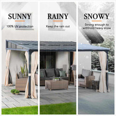 SUNJOY Wall Mounted Gazebo, Lean to Gazebo with Curtain and Netting