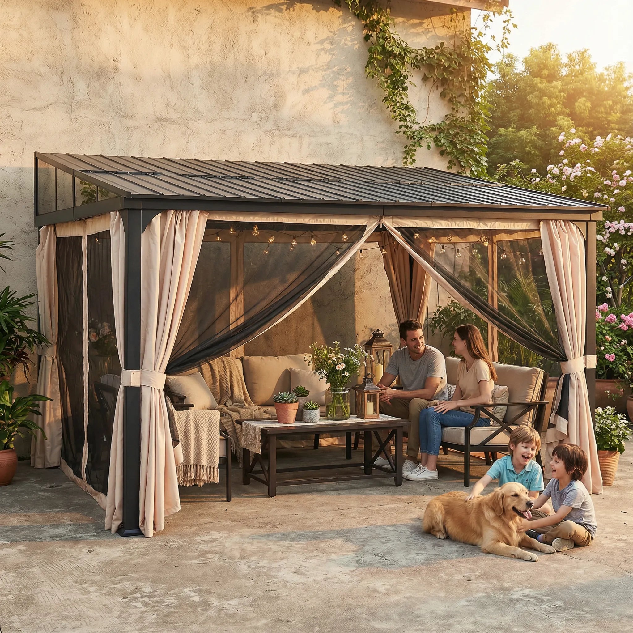 Vista Hardtop Wall-Mounted Gazebo, 12x14
