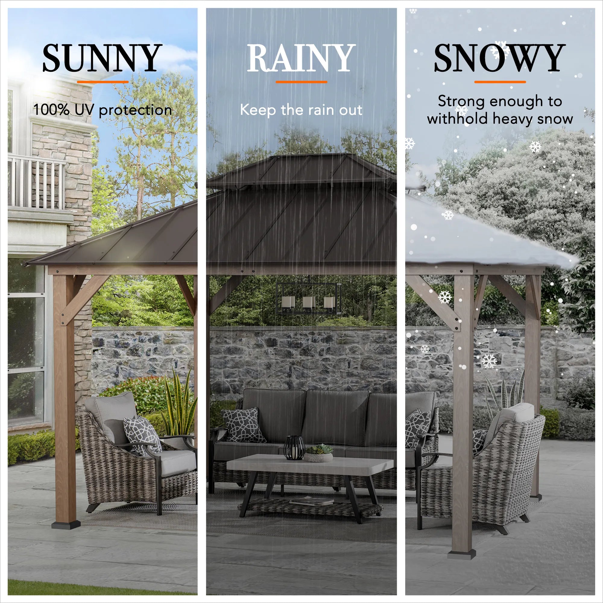 Double-Tier Cedar Gazebo 10x12 - Weathered Cedar