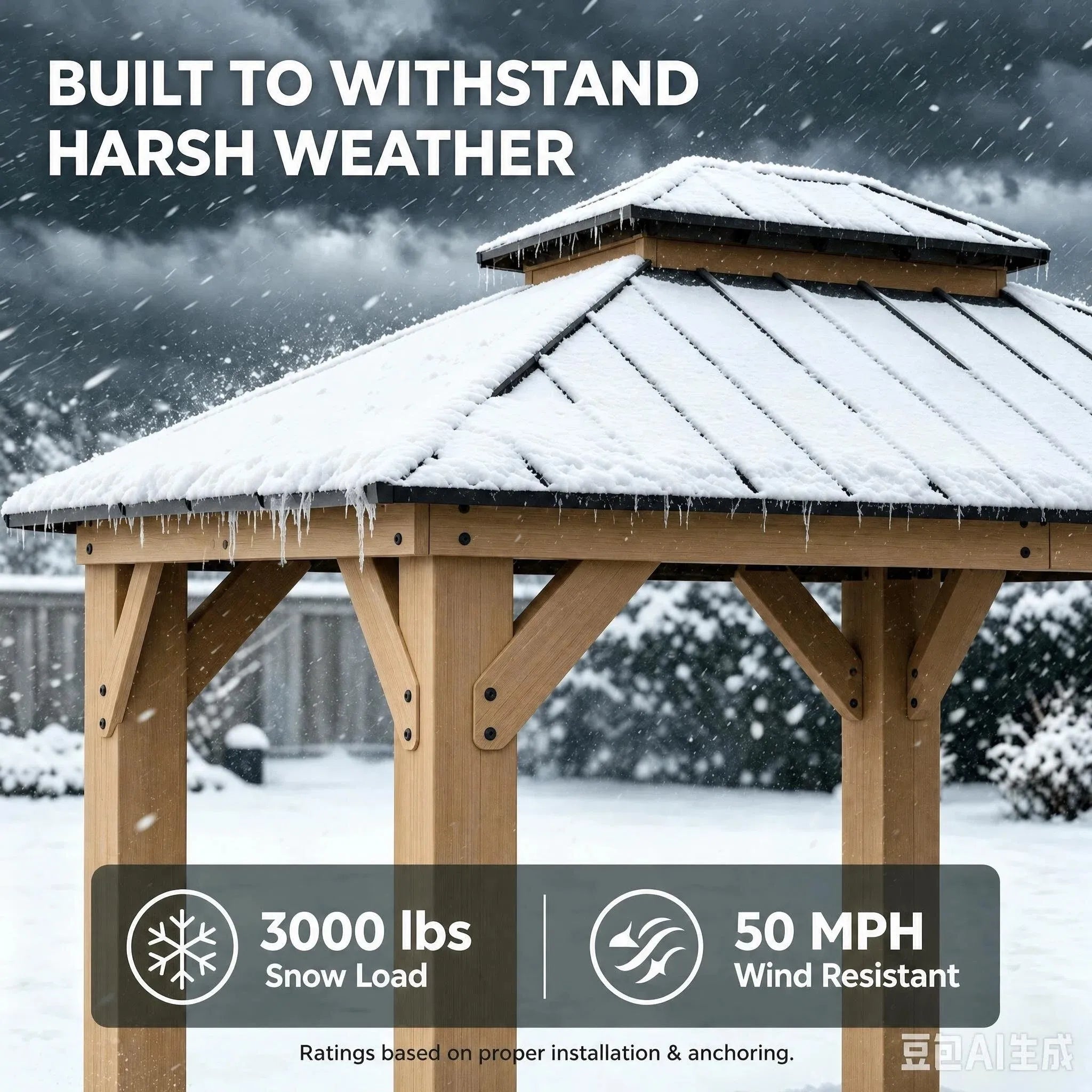 Double-Tier Cedar Gazebo 10x12 - Weathered Cedar