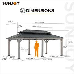 SUNJOY 12x20 Patio Wooden Gazebo with Ceiling Hooks