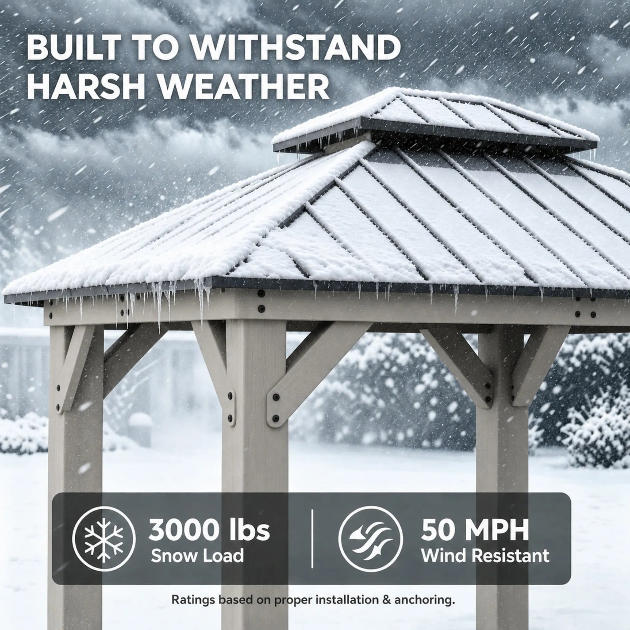Double-Tier Cedar Gazebo 10x12 - Driftwood Cedar
