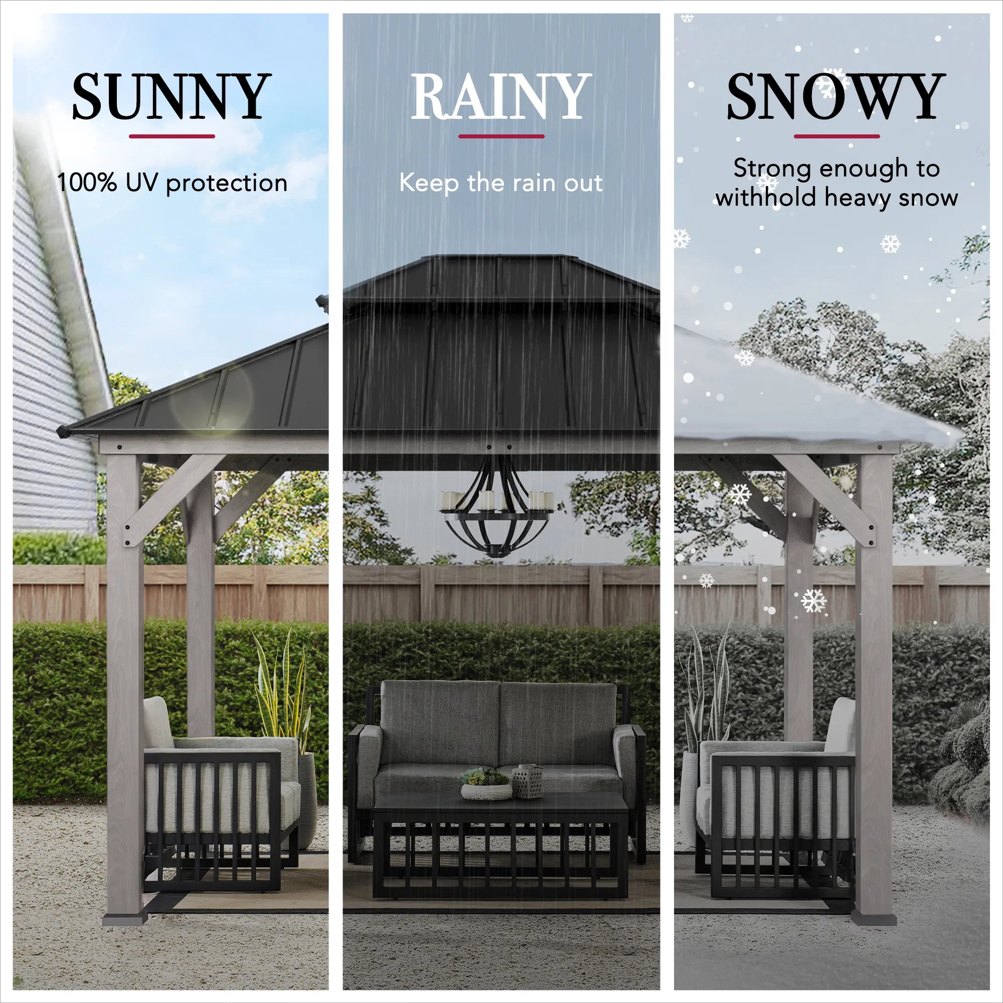 Double-Tier Cedar Gazebo 10x12 - Driftwood Cedar