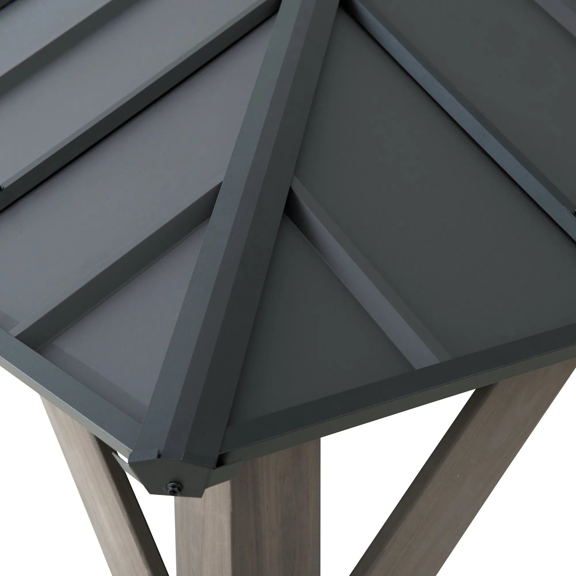 SUNJOY 12x16 Wooden Gazebo with 2-tier Metal Roof and Ceiling Hook - Driftwood Cedar