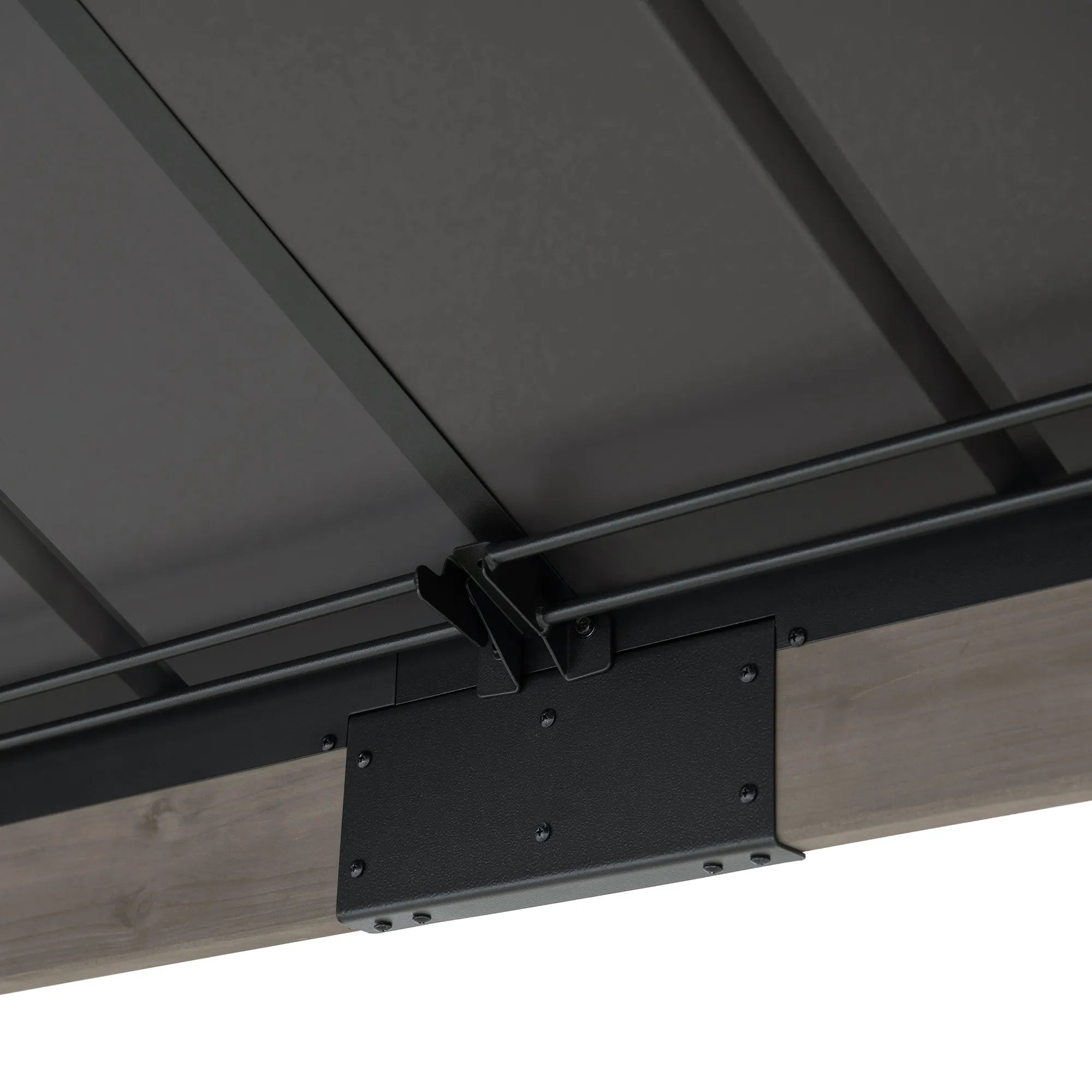 SUNJOY 12x16 Wooden Gazebo with 2-tier Metal Roof and Ceiling Hook - Driftwood Cedar