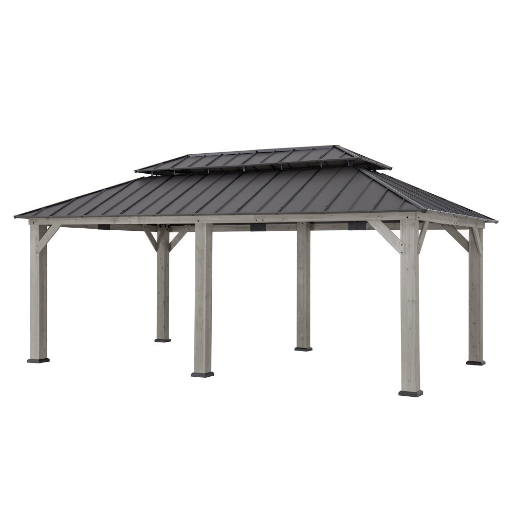 SUNJOY 12x20 Cedar Hardtop Gazebo with 2 Ceiling Hooks.
