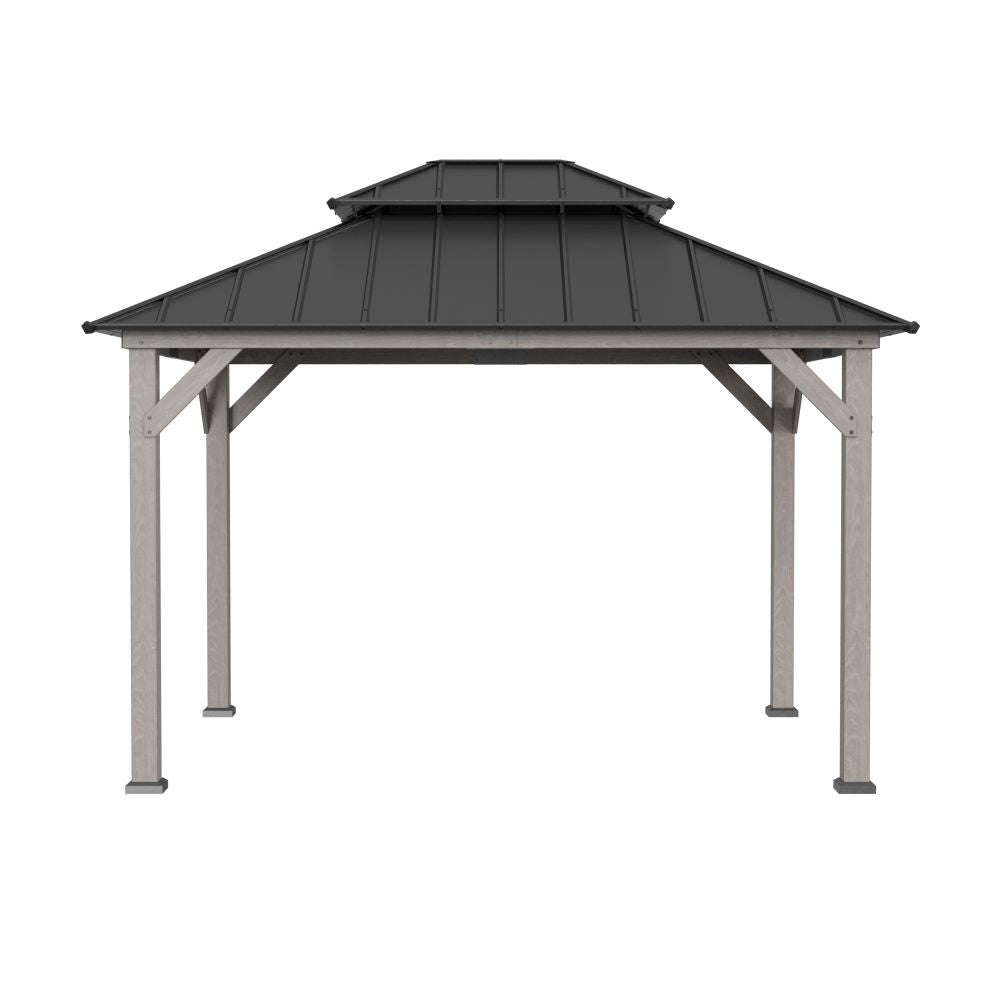 SUNJOY 10x12 Wood Gazebo with 2-tier Metal Roof and Ceiling Hook.