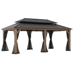 SUNJOY 12x20 Patio Wooden Gazebo with Ceiling Hooks