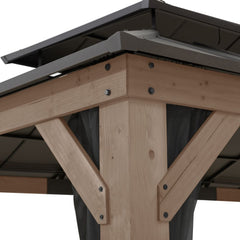 SUNJOY 12x20 Patio Wooden Gazebo with Ceiling Hooks