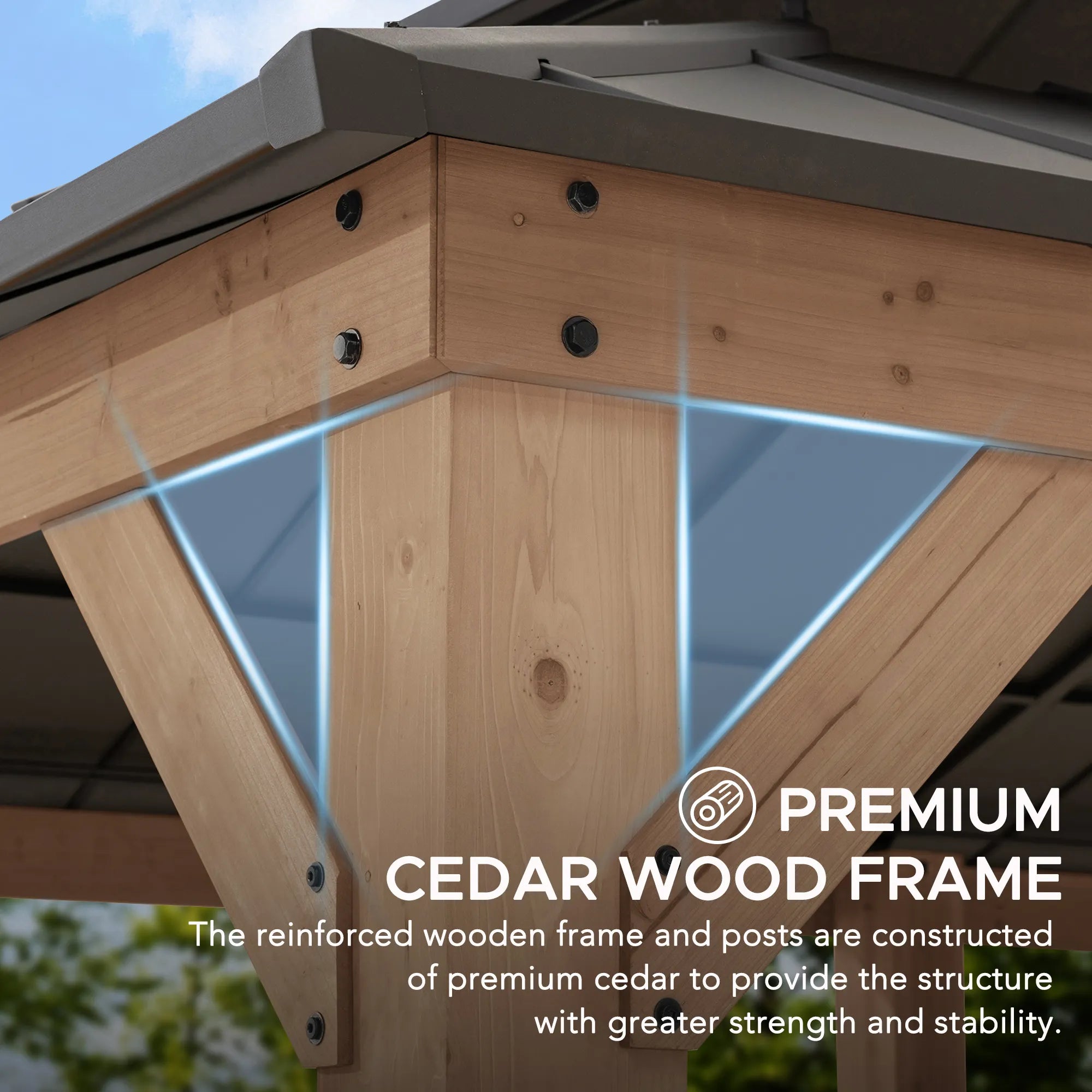 Patio Wooden Gazebo with Ceiling Hooks, 12x20 - Weathered Cedar