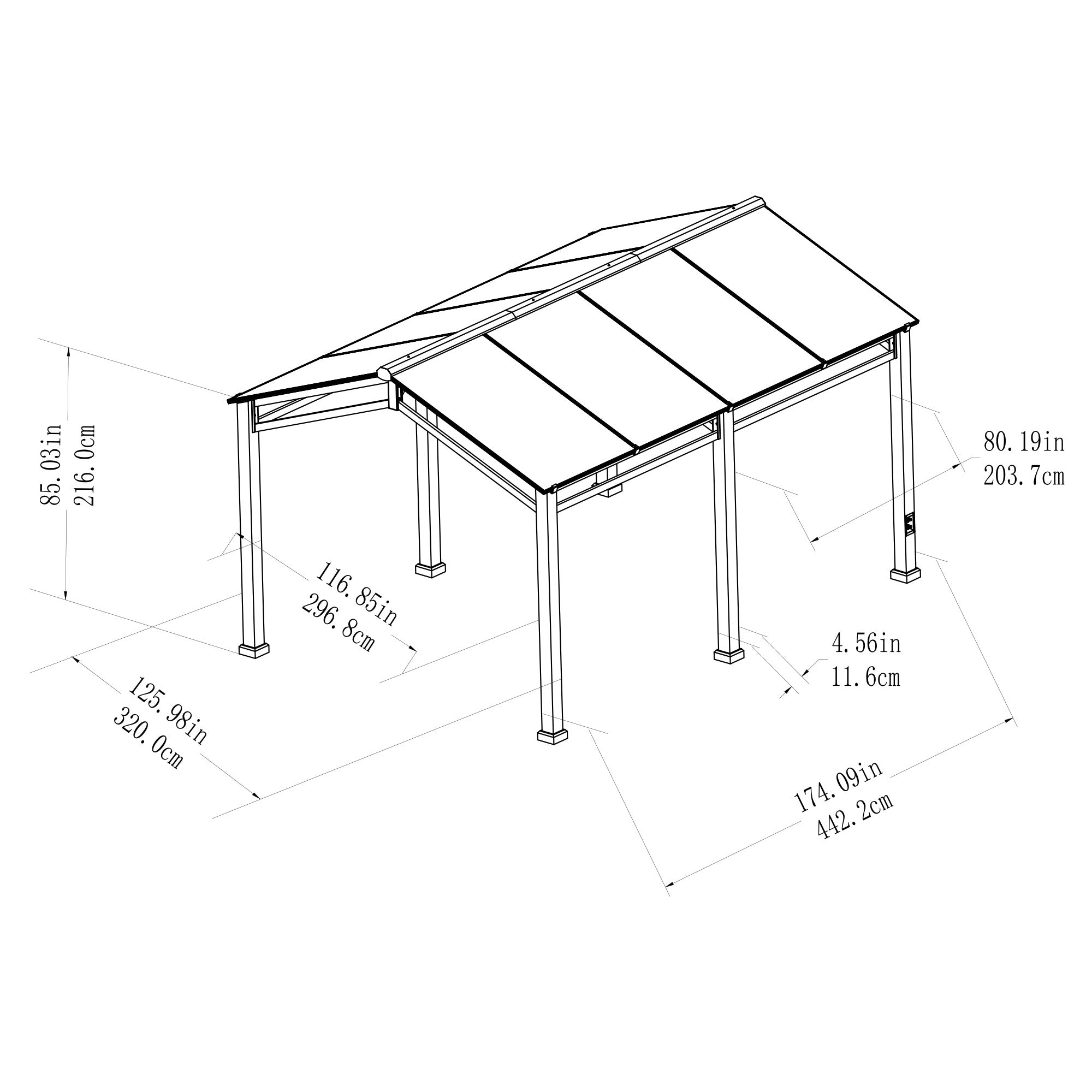 SUNJOY 10.5 ft. x 14.5 ft Steel Solar Carport with Energy Storage Module.