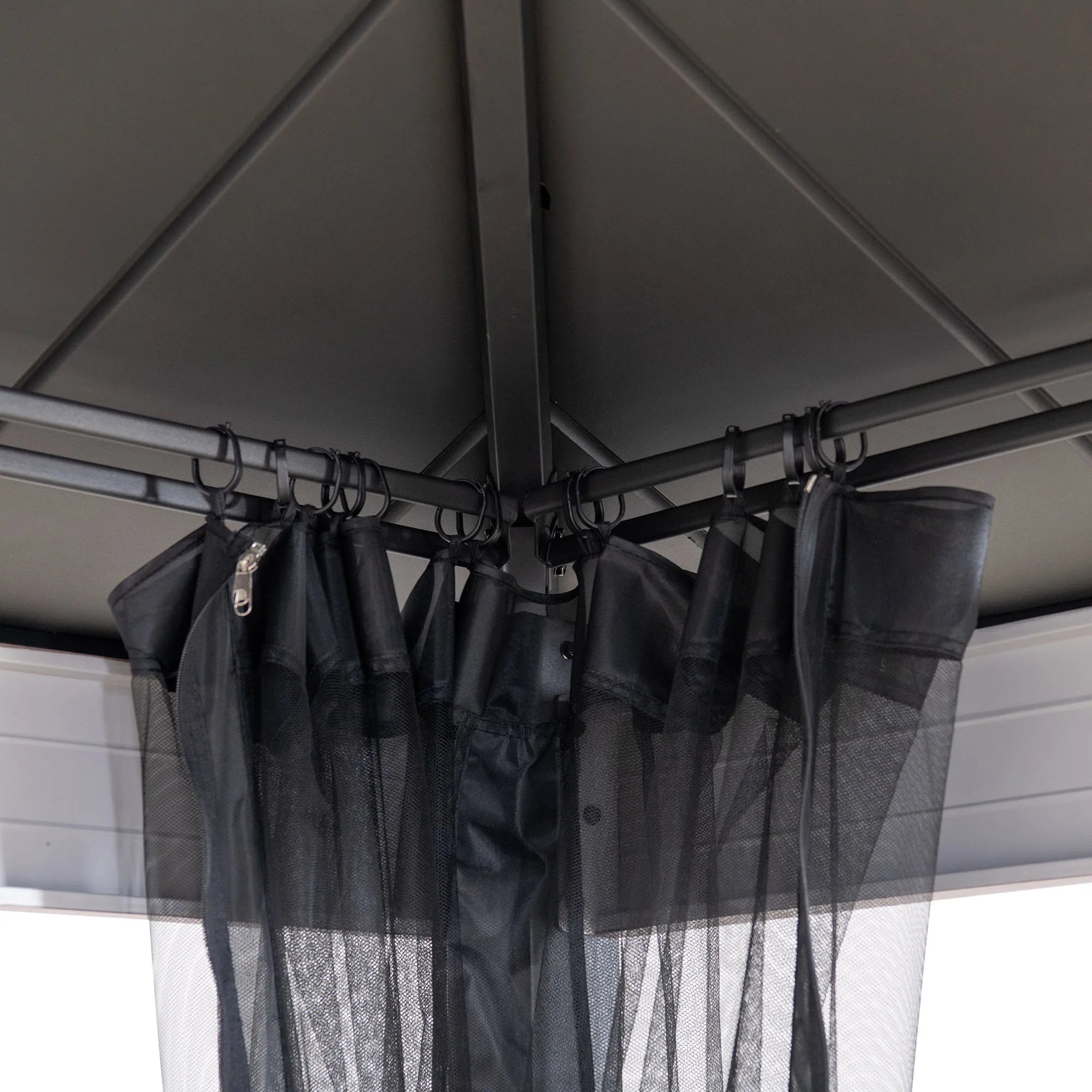 SUNJOY 10x12 Heavy-Duty Hardtop Gazebo with Mosquito Netting & Wood-Look Beams