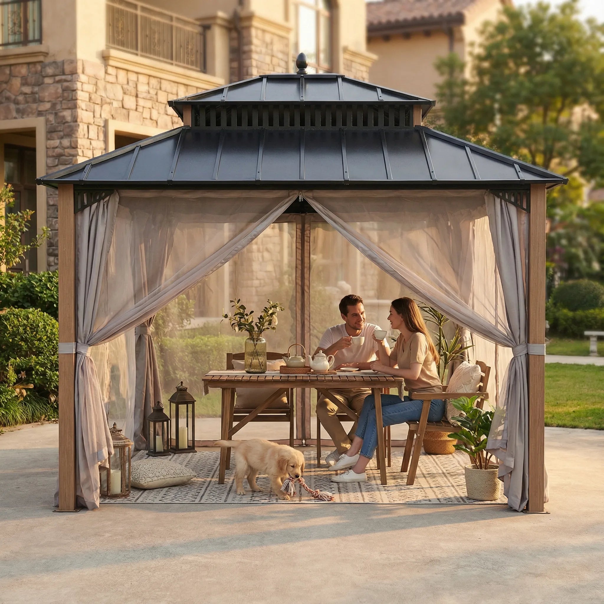 10x12 Hardtop Aluminum Patio Gazebo for Deck Use | SUNJOY