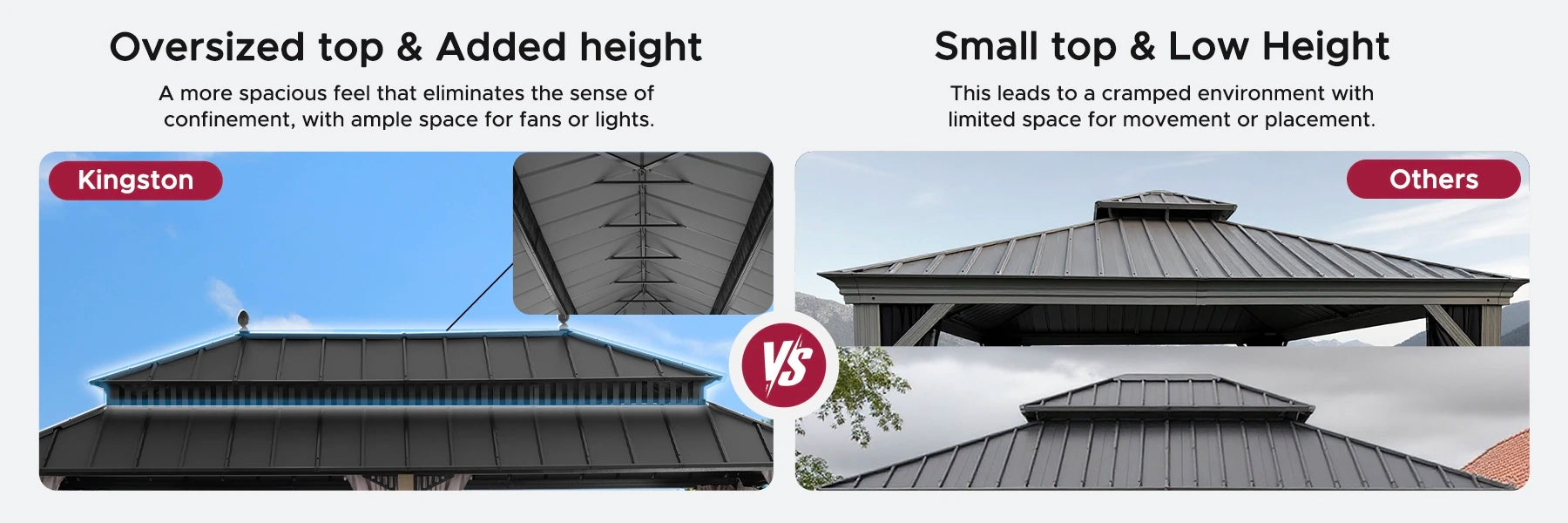 SUNJOY Kingston 12x20 Gazebo with Netting & Curtain | Steel Roof with Extra-Tall & Oversized Vent Top - Wood Posts