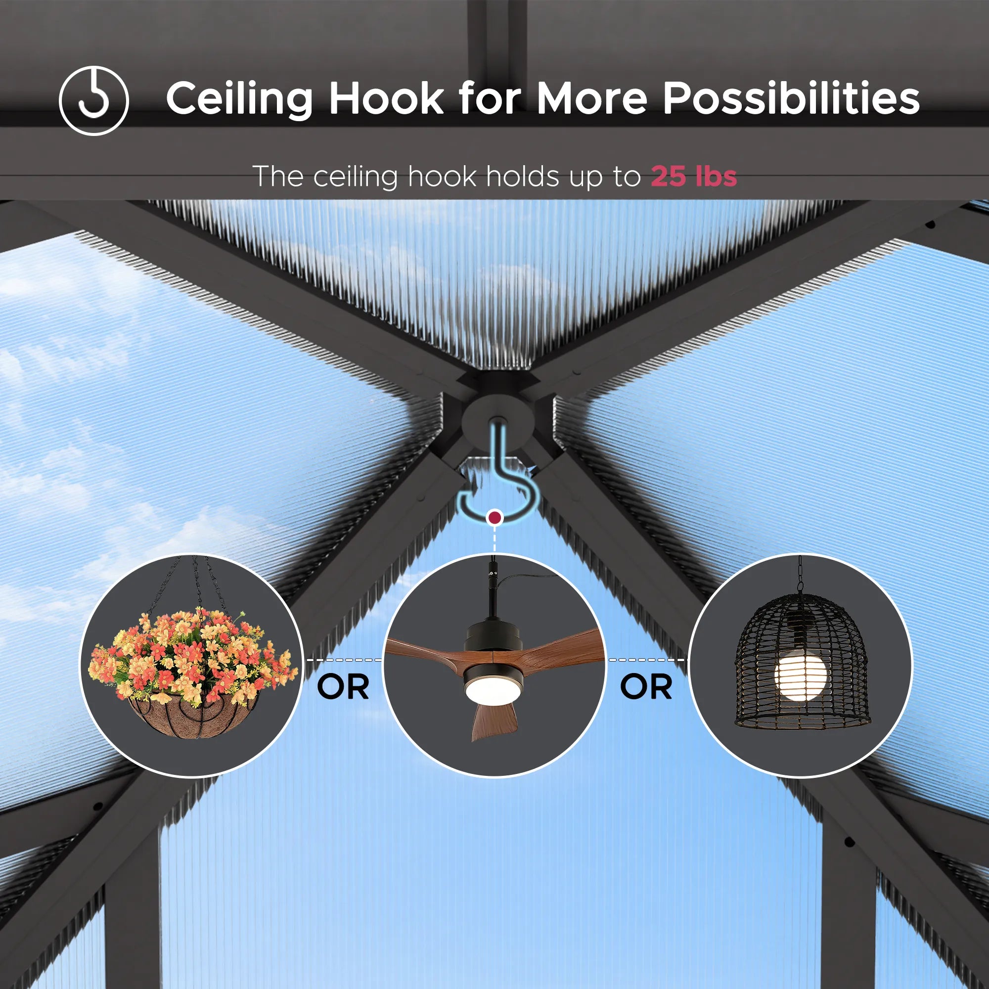 SUNJOY Kingston 10x10 Gazebo with Netting & Curtain | Steel Roof with Extra-Tall & Oversized PC Vent Top - Gray Aluminum Posts 