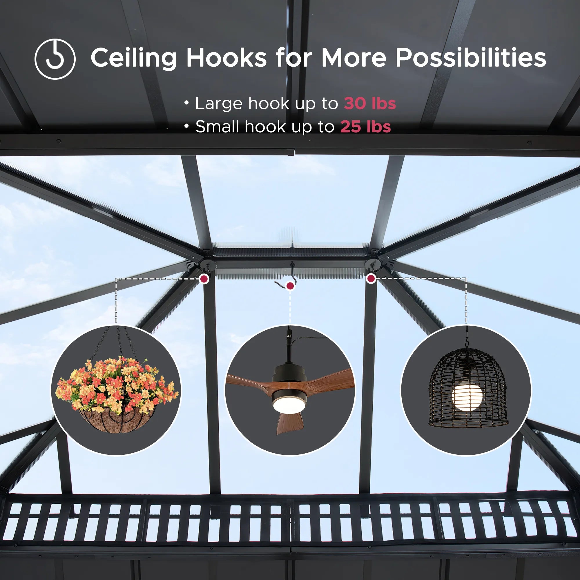 SUNJOY Kingston 12x14 Gazebo with Netting & Curtain | Steel Roof with Extra-Tall & Oversized PC Vent Top - Gray Aluminum Posts 