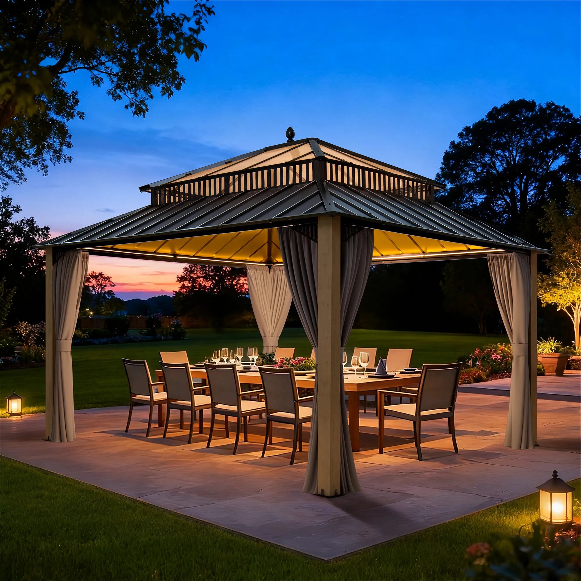 【a_kingyo】 SUNJOY Kingston 12x14 Outdoor Hardtop Gazebo with Metal Roof