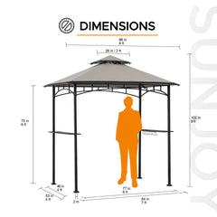 SUNJOY 5x8 BBQ Grill Gazebo with Bar Shelves and Hooks.