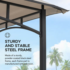 SUNJOY 5x8 BBQ Grill Gazebo with Bar Shelves and Hooks.