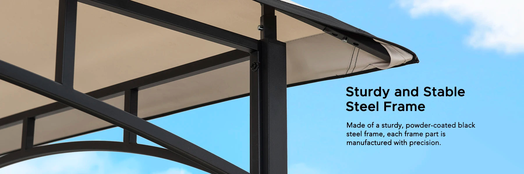 SUNJOY 8x5 BBQ Grill Gazebo with Bar Shelves and Hooks - Beige & Black