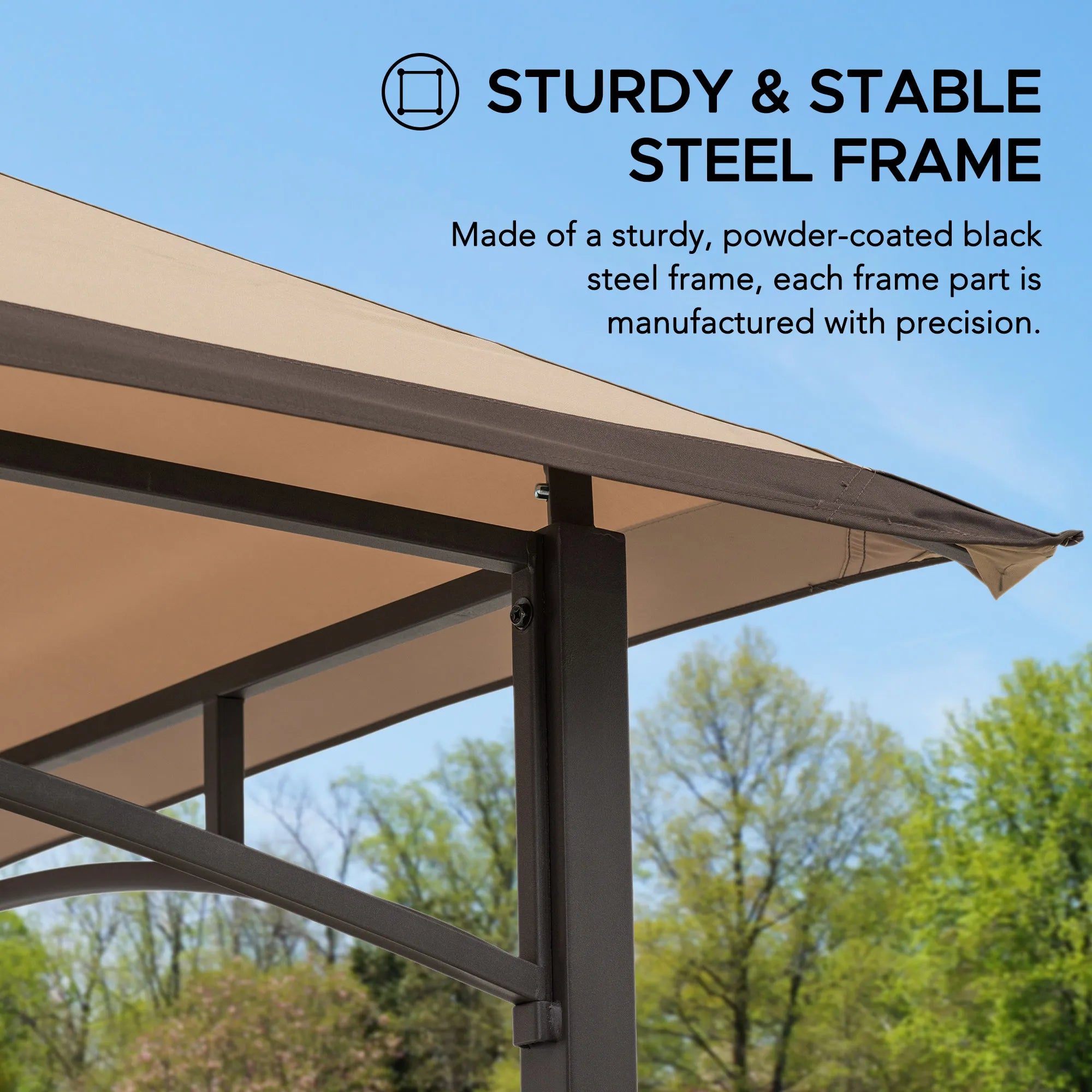 SUNJOY 5x8 BBQ Grill Gazebo with Bar Shelves and Hooks - Tan & Brown