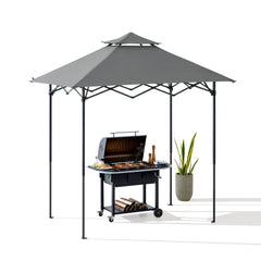 SUNJOY 5x8 Pop up Grill Gazebo with Magnetic LED Light and Carrying Bag - Gray