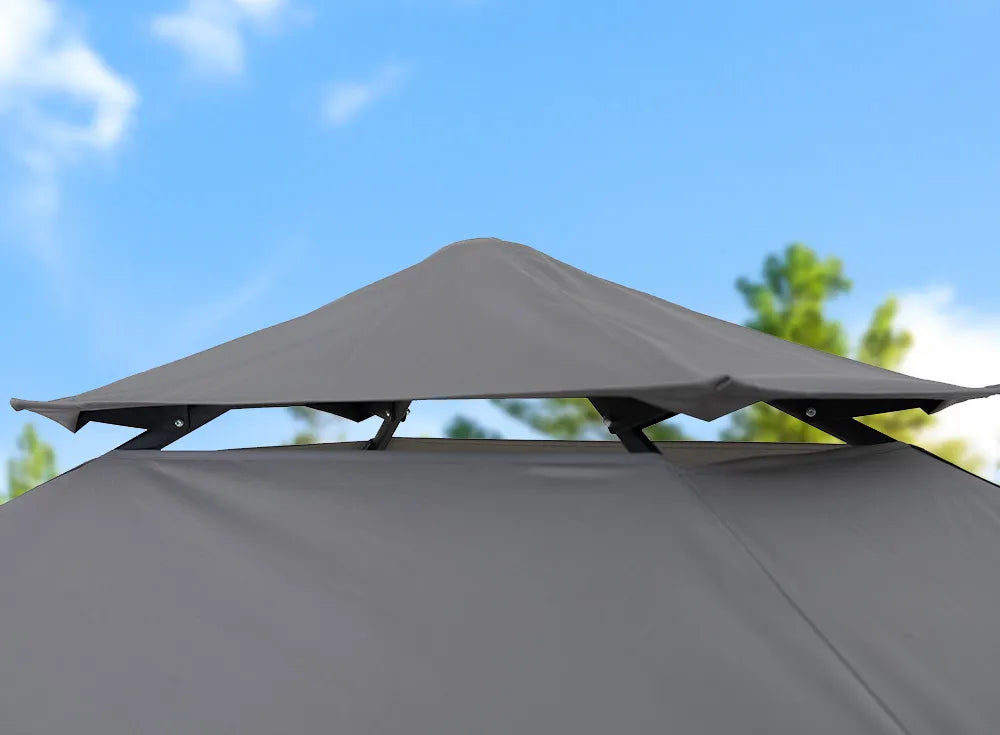 SUNJOY 8x5 Pop up Grill Gazebo with Magnetic LED Light and Carrying Bag - Gray