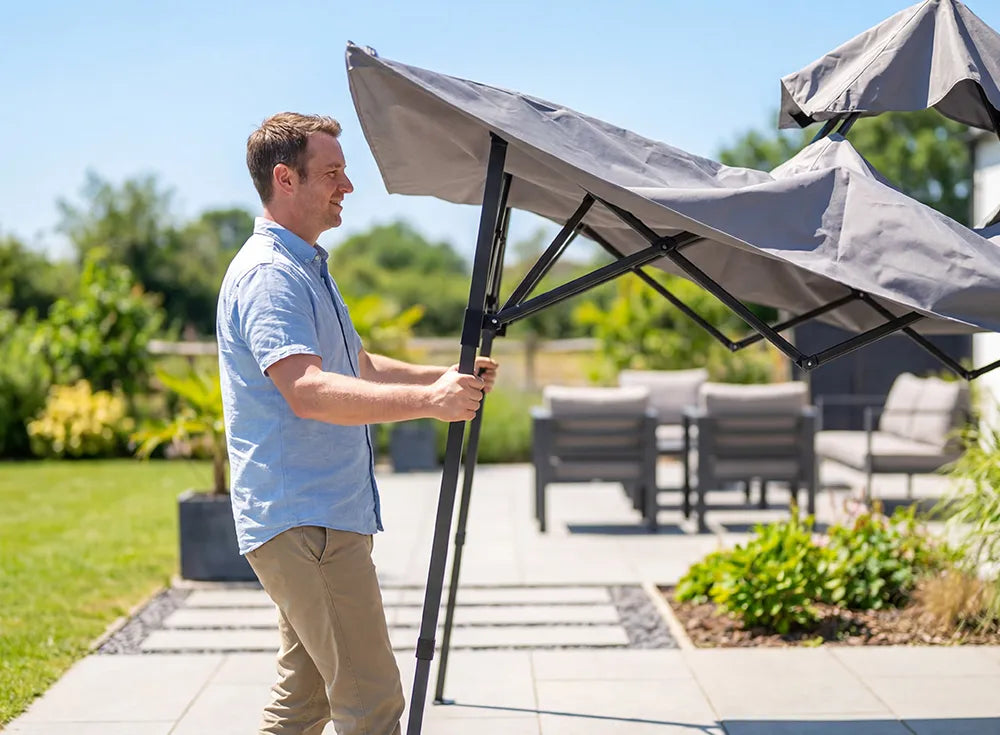 SUNJOY 8x5 Pop up Grill Gazebo with Magnetic LED Light and Carrying Bag - Gray