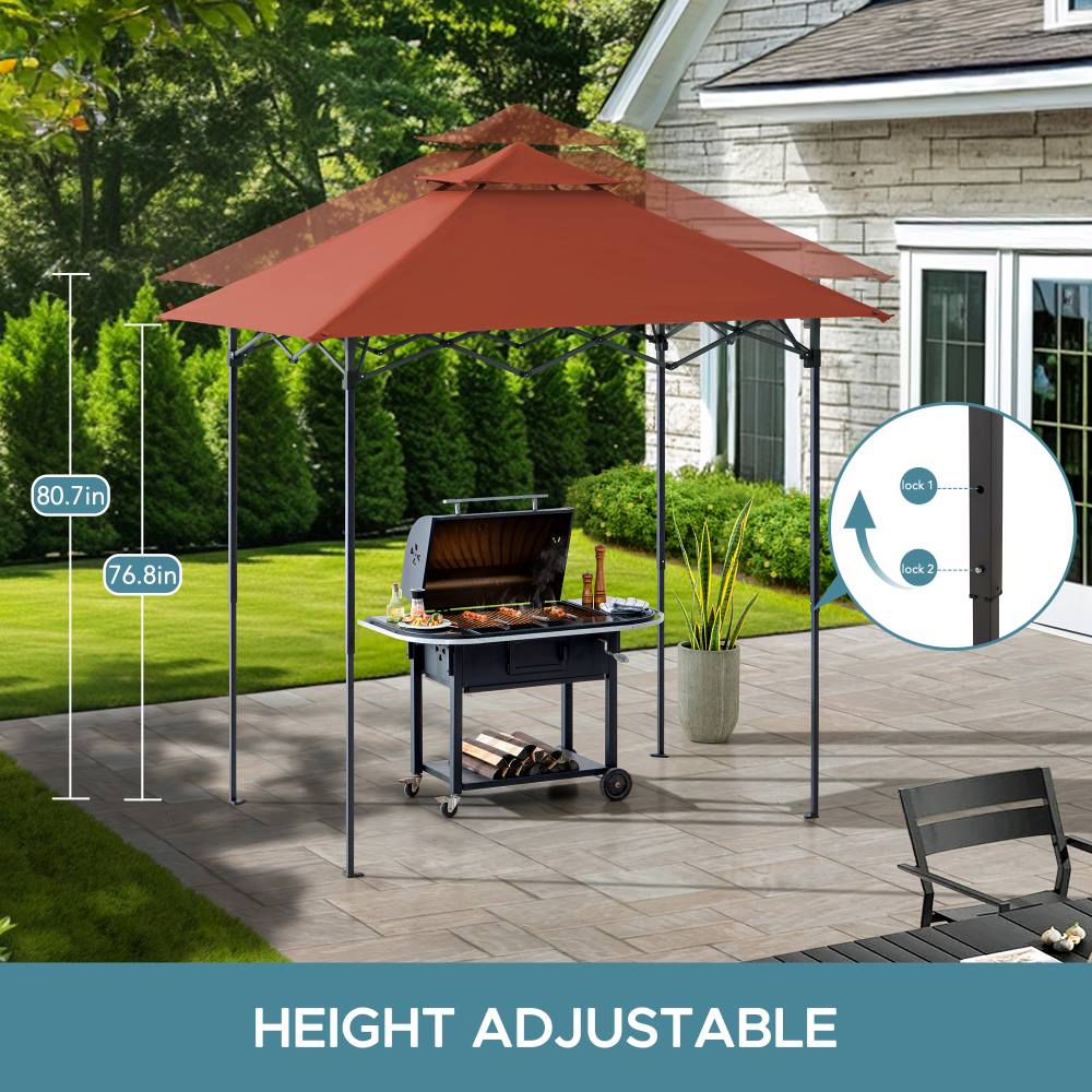 SUNJOY 5x8 Pop up Grill Gazebo with Magnetic LED Light and Carrying Bag 