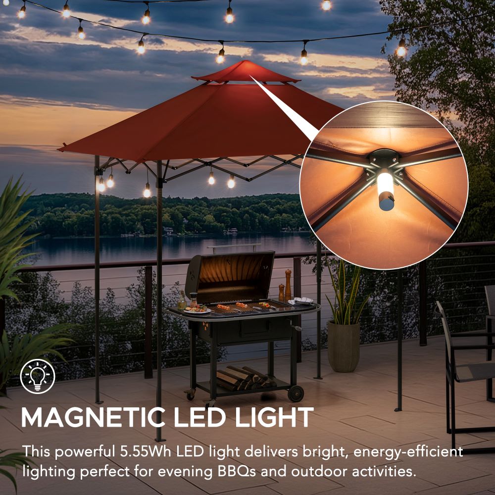SUNJOY 5x8 Pop up Grill Gazebo with Magnetic LED Light and Carrying Bag 