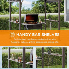 SUNJOY 5x8 Grilling Gazebo with Hooks and Bar Shelves for BBQ.