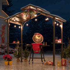 SUNJOY 5x8 Grilling Gazebo with Hooks and Bar Shelves for BBQ.