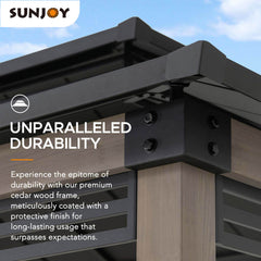 Sunjoy Grill Gazebo, 8' x 12' Wood Frame Hardtop Gazebo with Electrical Outlets and Shelves