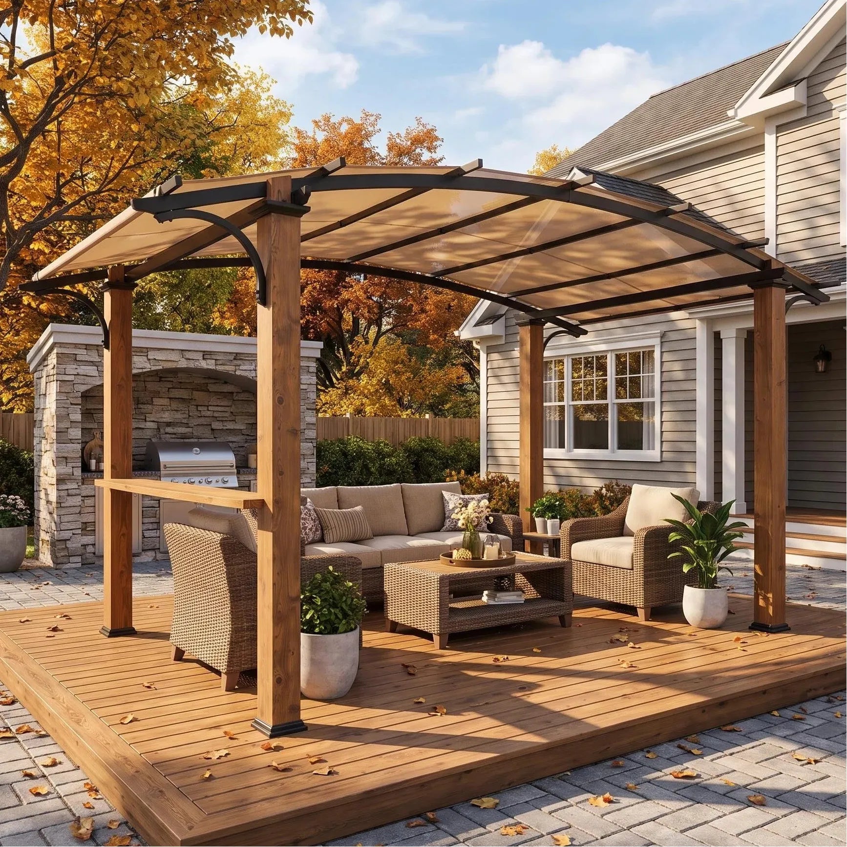 Arcadia Arched Canopy Pergola, 9x13
