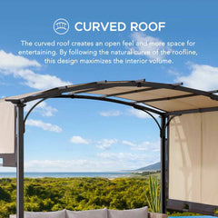 SUNJOY 9.5x11 Metal Arched Pergola Kits with Adjustable Canopy Roof.