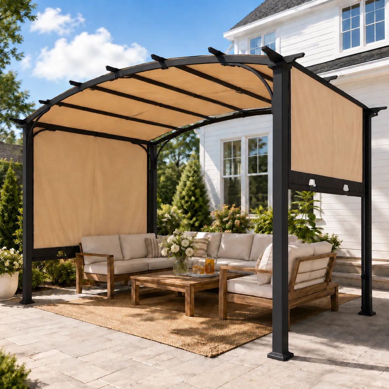 Arcadia Adjustable Arched Pergola, 9x11