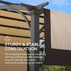 SUNJOY 9.5x11 Metal Arched Pergola Kits with Adjustable Canopy Roof.