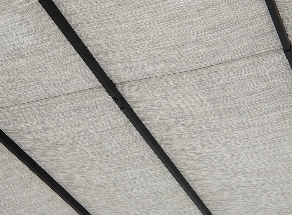 SUNJOY 9x9 Matte Black Steel Frame Pergola with Adjustable Canopy Roof - Light Gray