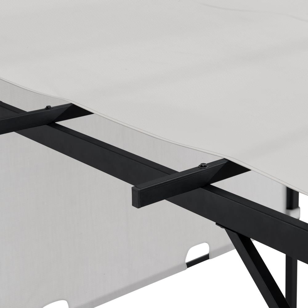 SUNJOY 9x9 Matte Black Steel Frame Pergola with Adjustable Canopy Roof - White