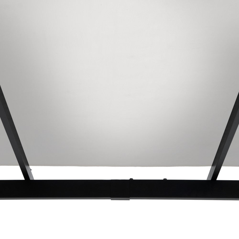 SUNJOY 9x9 Matte Black Steel Frame Pergola with Adjustable Canopy Roof - White